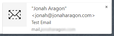Email notification popup