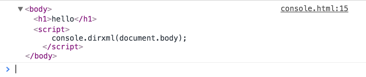 Output of console.dirxml