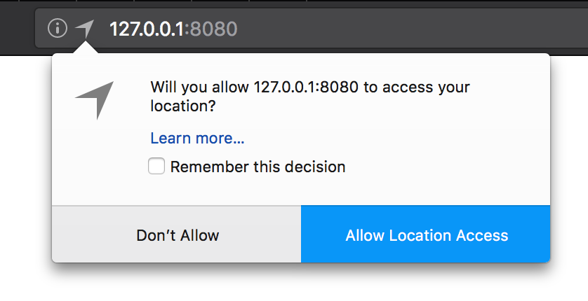 Geolocation permission widget