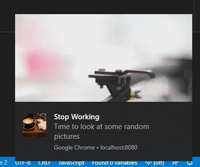 Notification screenshot on windows