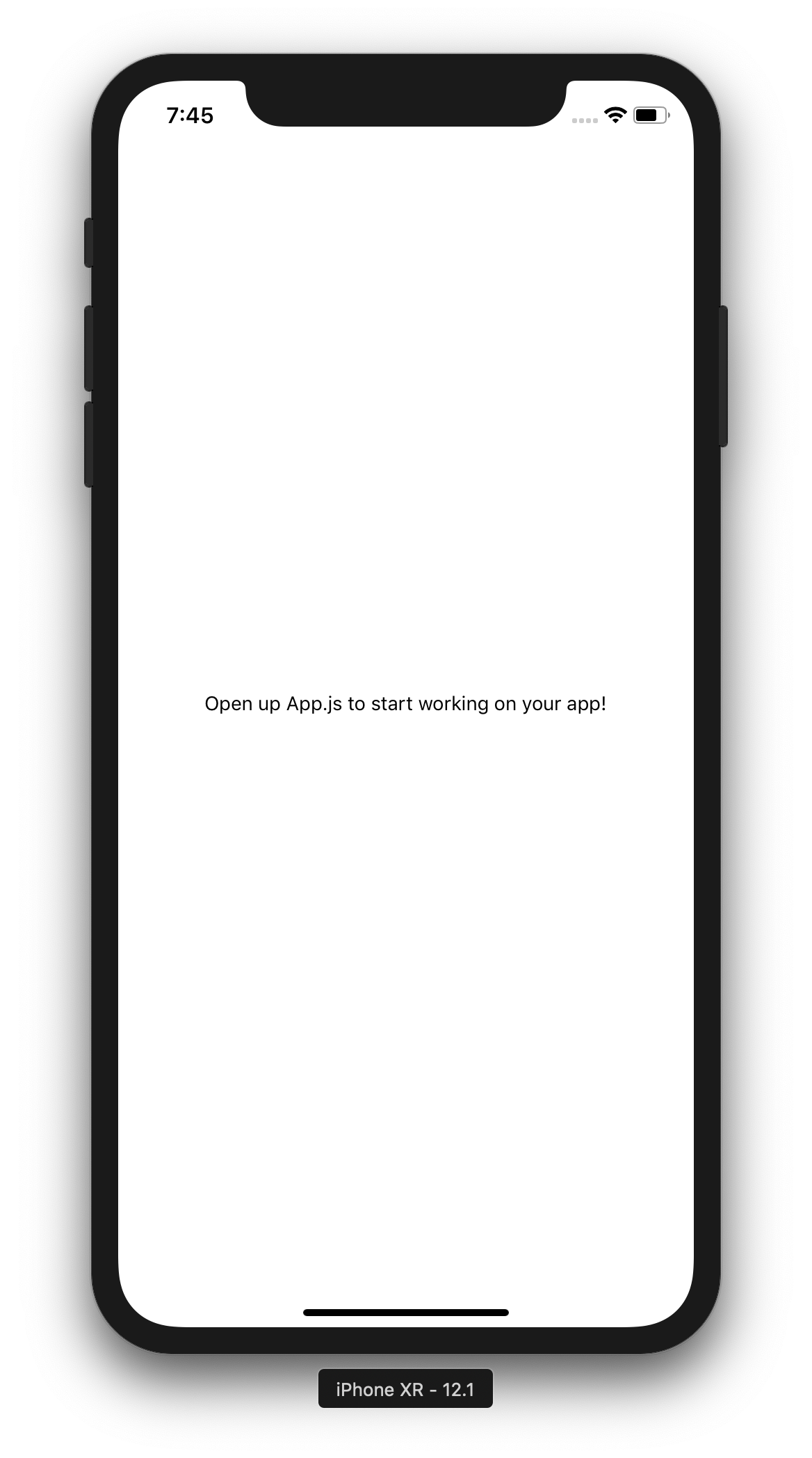 Our starting app, as seen in the simulator