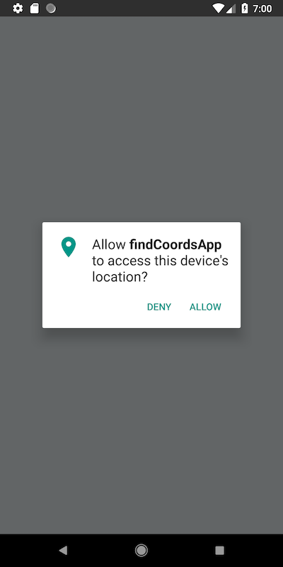 Screen asking permission