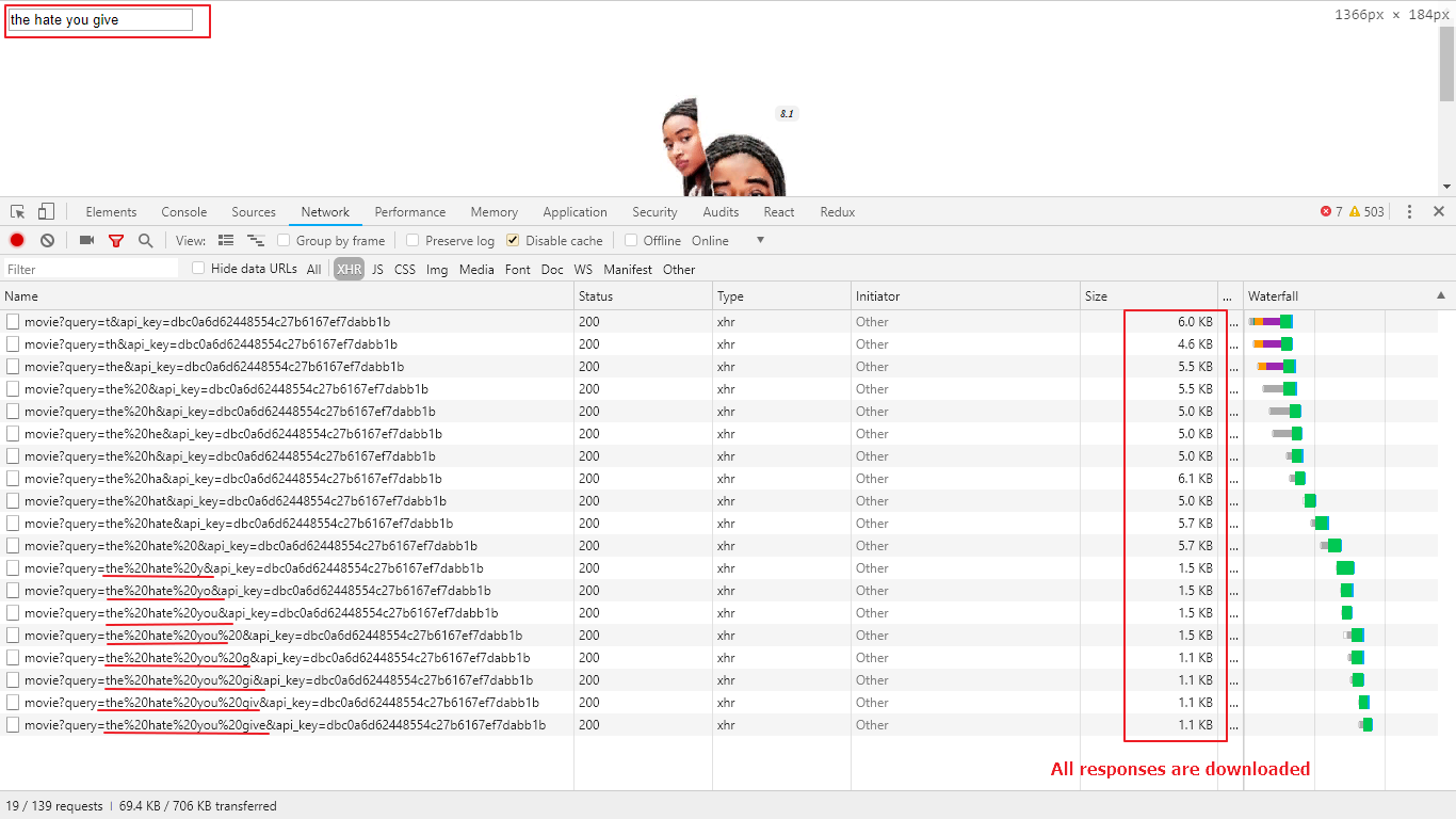 Too many requests, as can be seen from DevTools