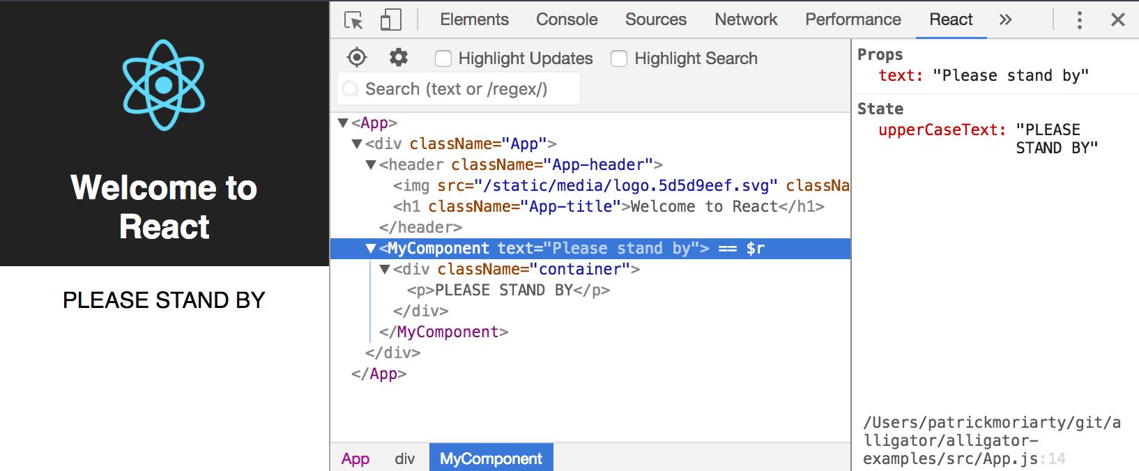 React devtools component hierarchy