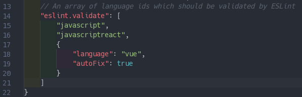 Needed config changes to make VSCode play nice with eslint-plugin-vue.
