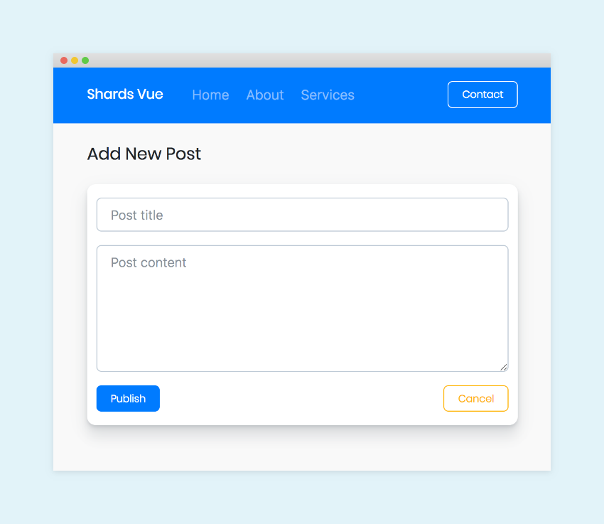 Demo example of a small application created with Shards Vue