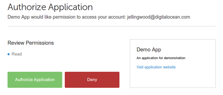 DigitalOcean app auth request