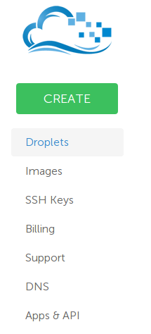 DigitalOcean left-hand nav