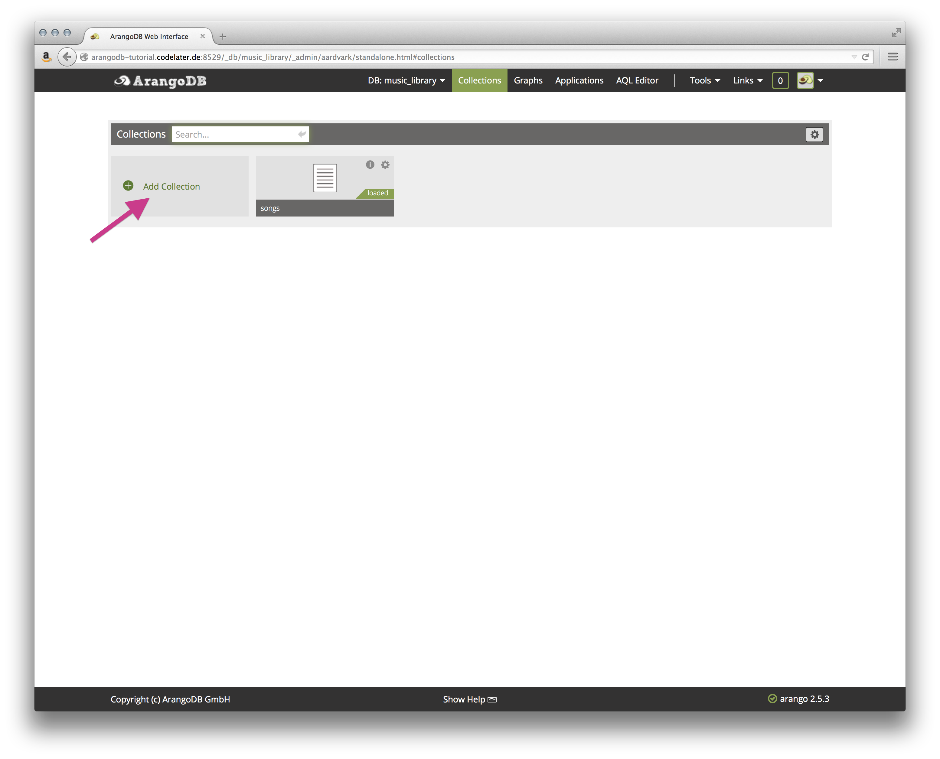 Add Collection in Web Interface