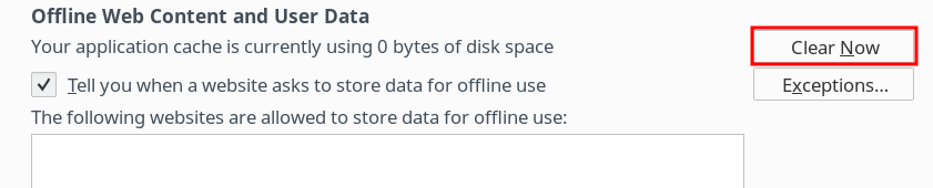 Image showing the clear cache button