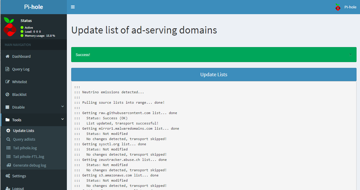 Web Interface Updated List of Ad-Serving Domains