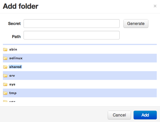 BitTorrent Sync add folder
