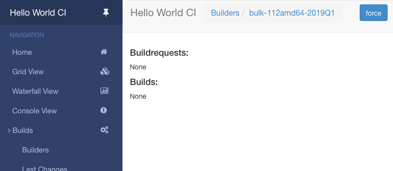 Bulk builder page – no builds yet