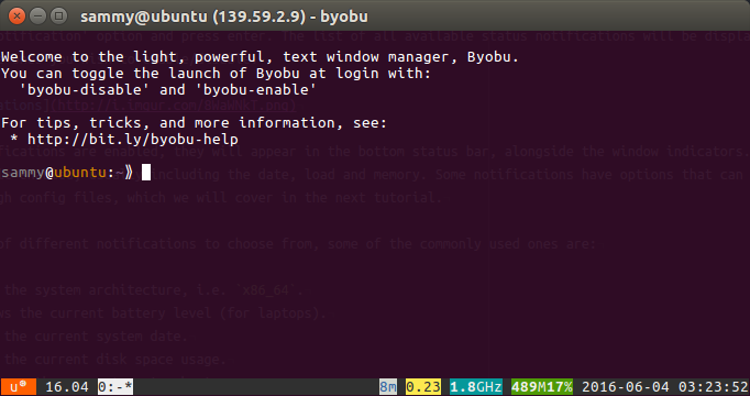 Byobu enabled prompt