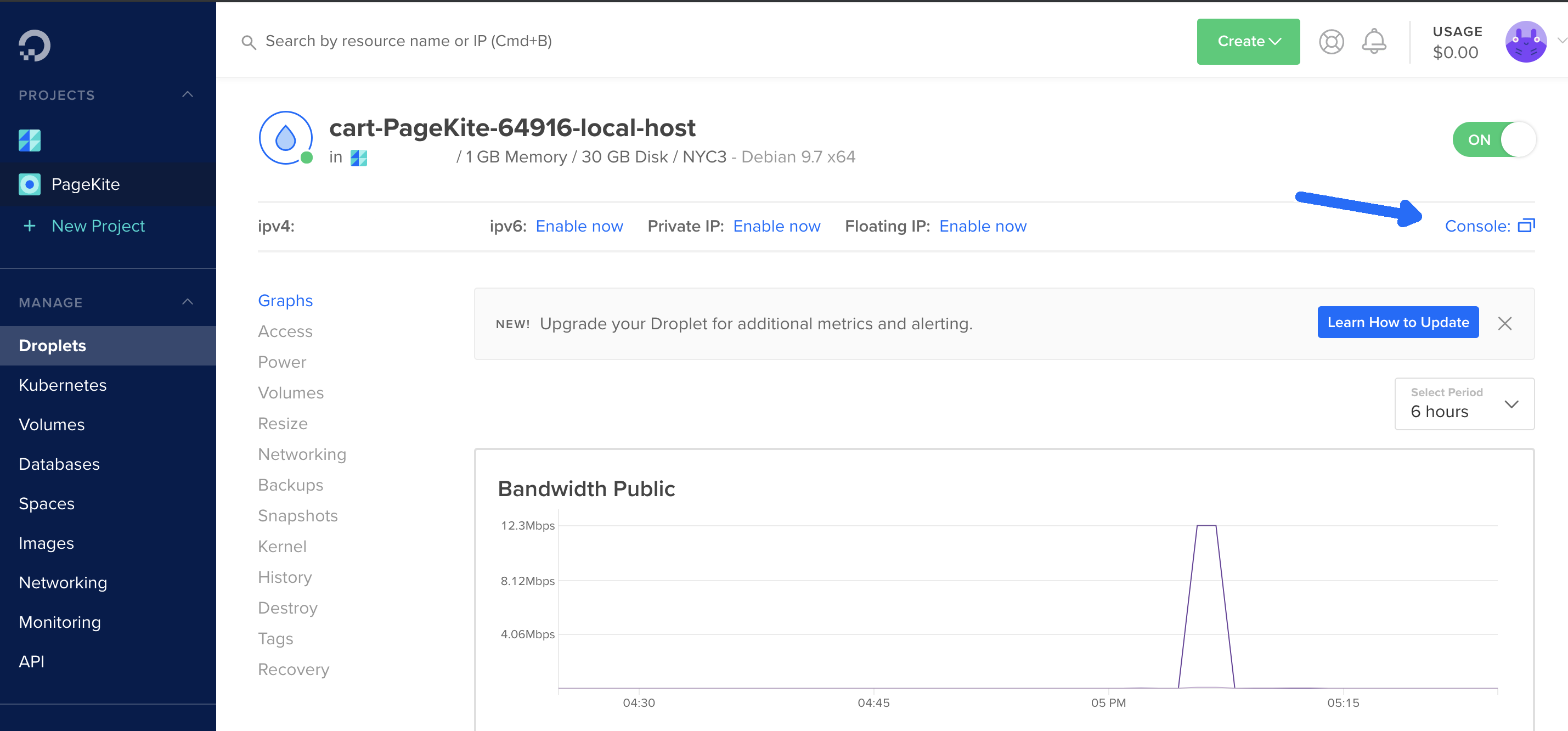 DigitalOcean Control Panel