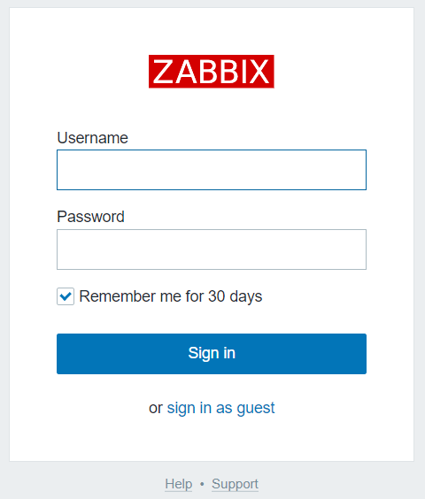 The Zabbix login screen
