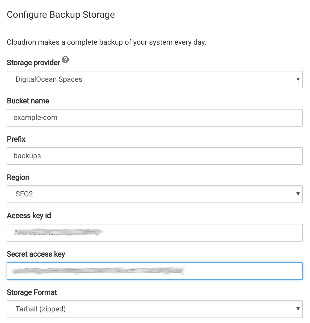 Configure Backup on DO Spaces