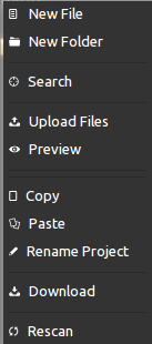 Codiad context menu