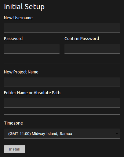 Codiad initial setup