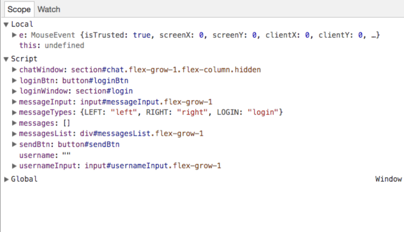 Scripts section of Chrome DevTools