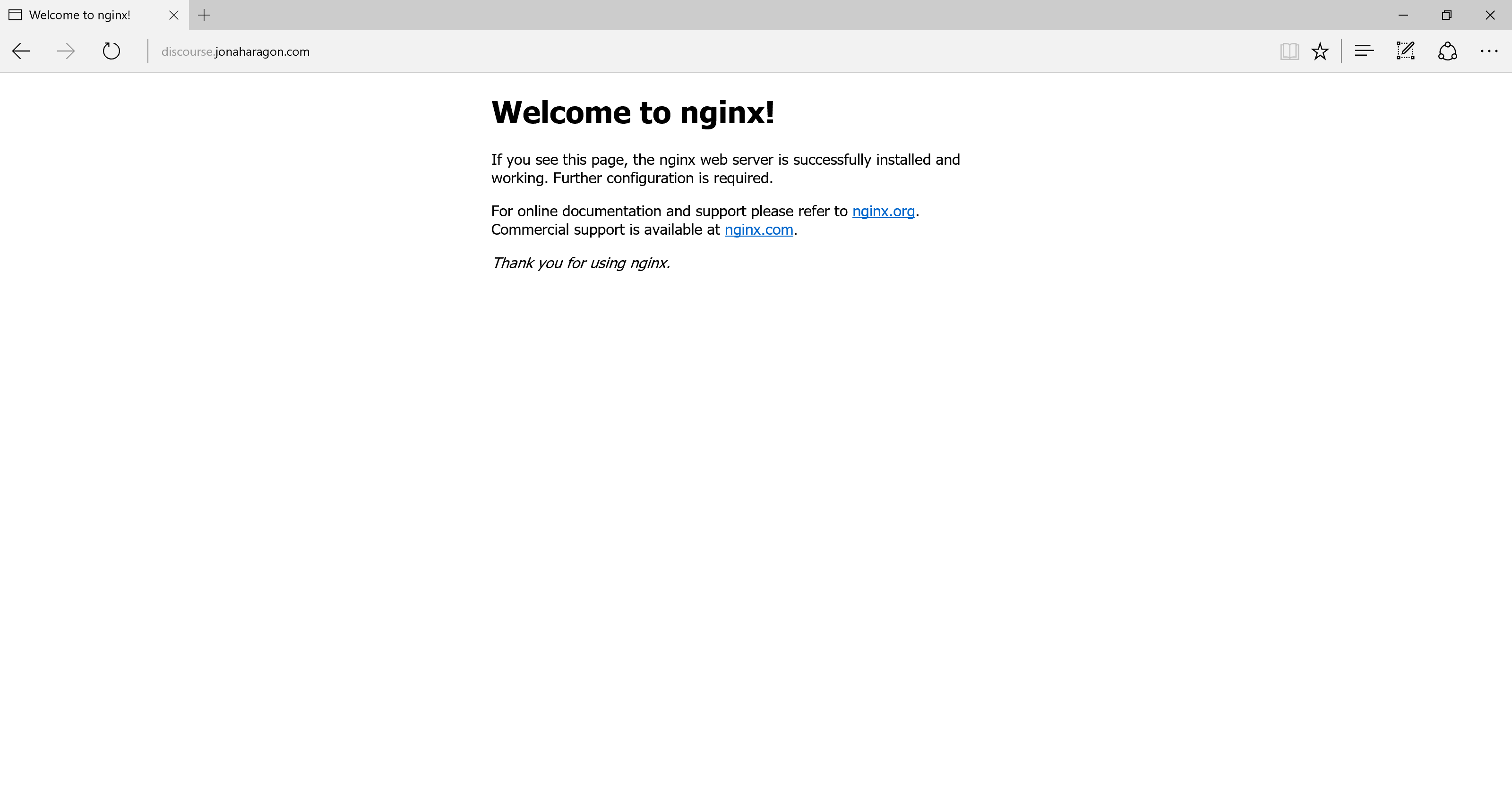 Default Nginx landing page