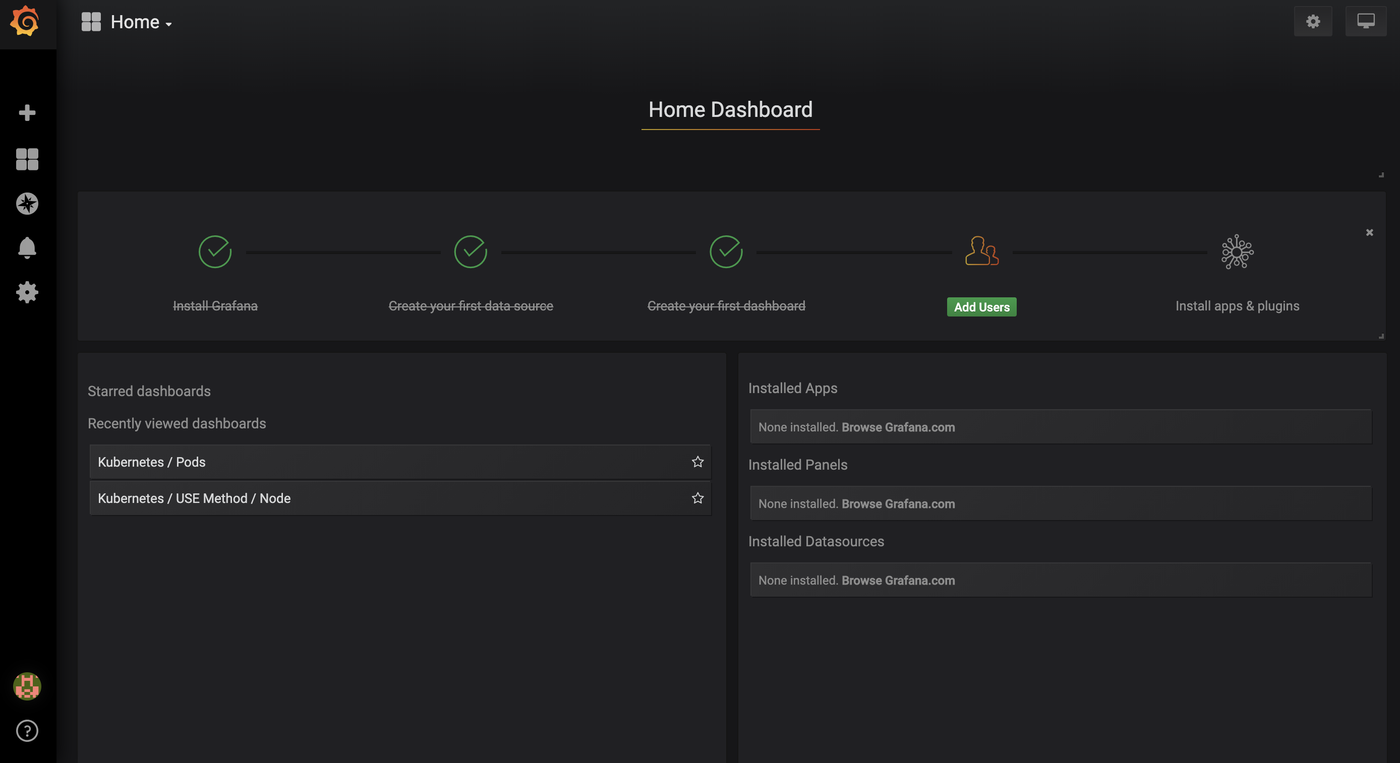 Grafana Home Page