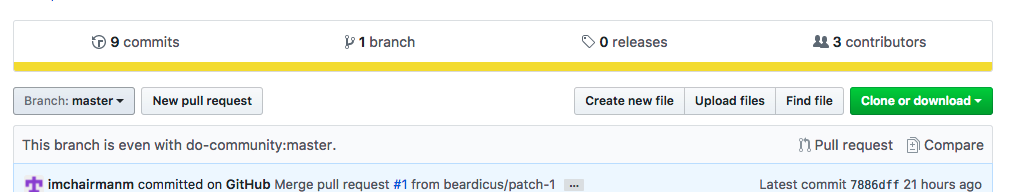 Create file button on GitHub screenshot