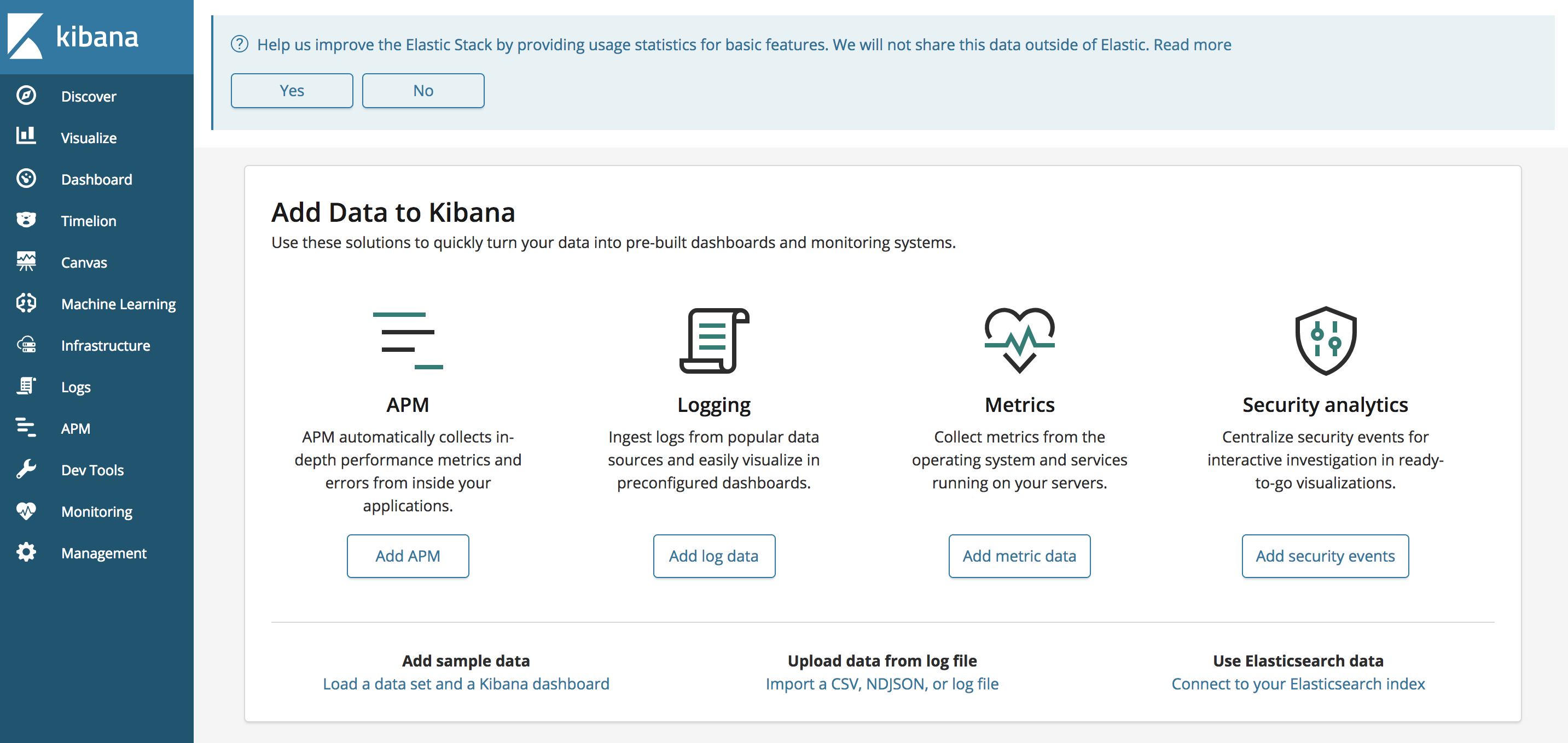 Kibana Homepage