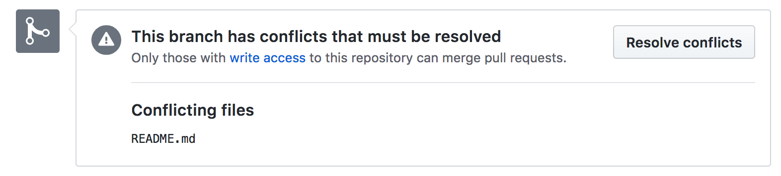 GitHub pull request conflicts