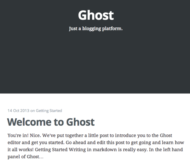 Ghost landing page