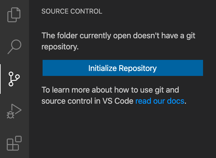 Screenshot depicting Initialize Repository button