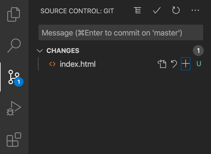 Screenshot of an untracked file with the letter U indicator