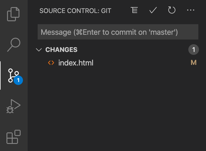 Screenshot of modified file with the letter M indicator