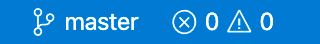 Branch indicator in bottom bar of VS Code displaying: master