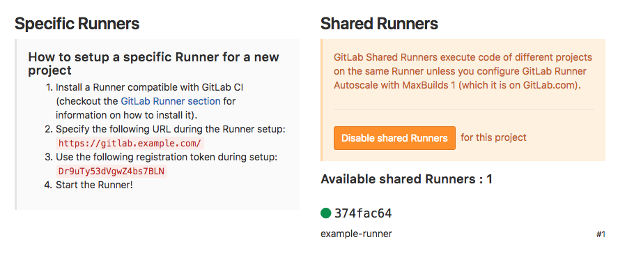 GitLab project-specific runners options