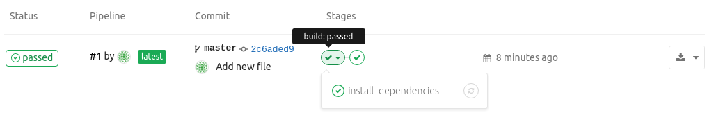 GitLab CI pipeline run stage_view