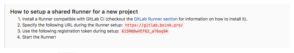GitLab shared runner token