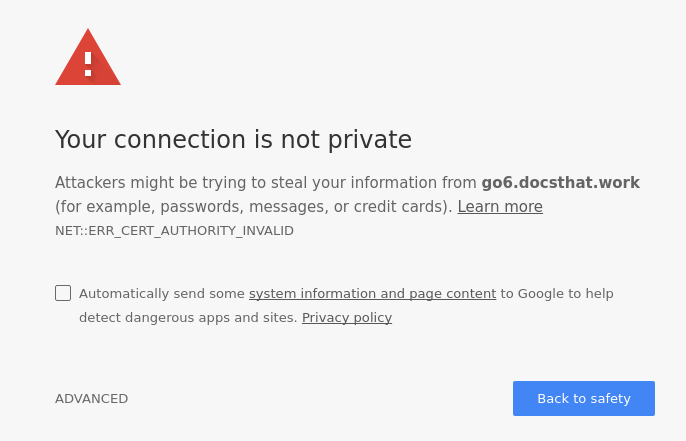 Browser SSL warning