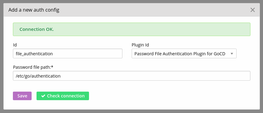 Enter authentication and check connection