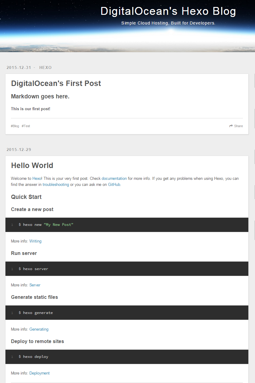 DigitalOcean's Hexo Blog Image