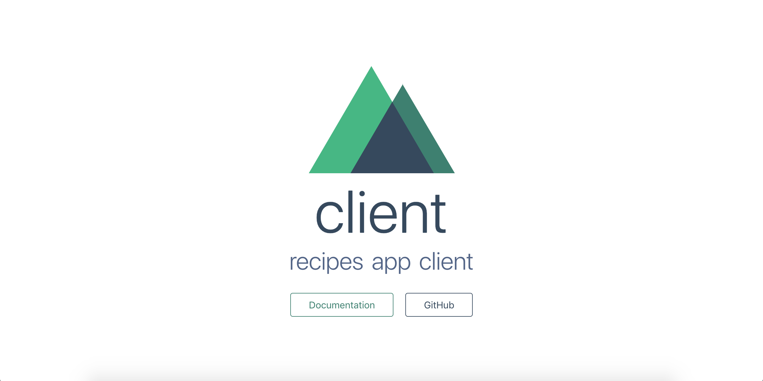 Nuxt app page showing "recipe app client"