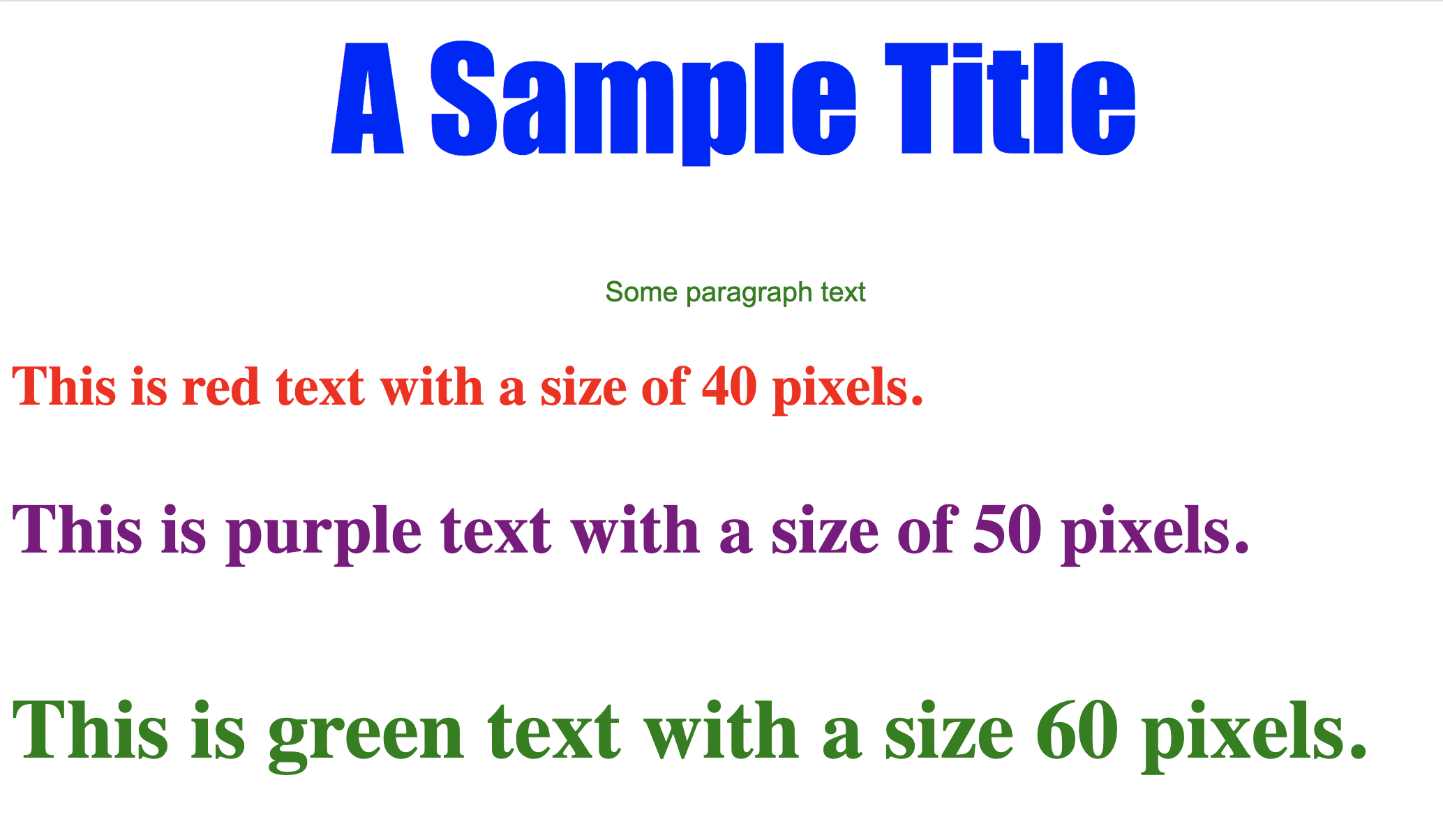 Webpage content styled with multiple CSS rules