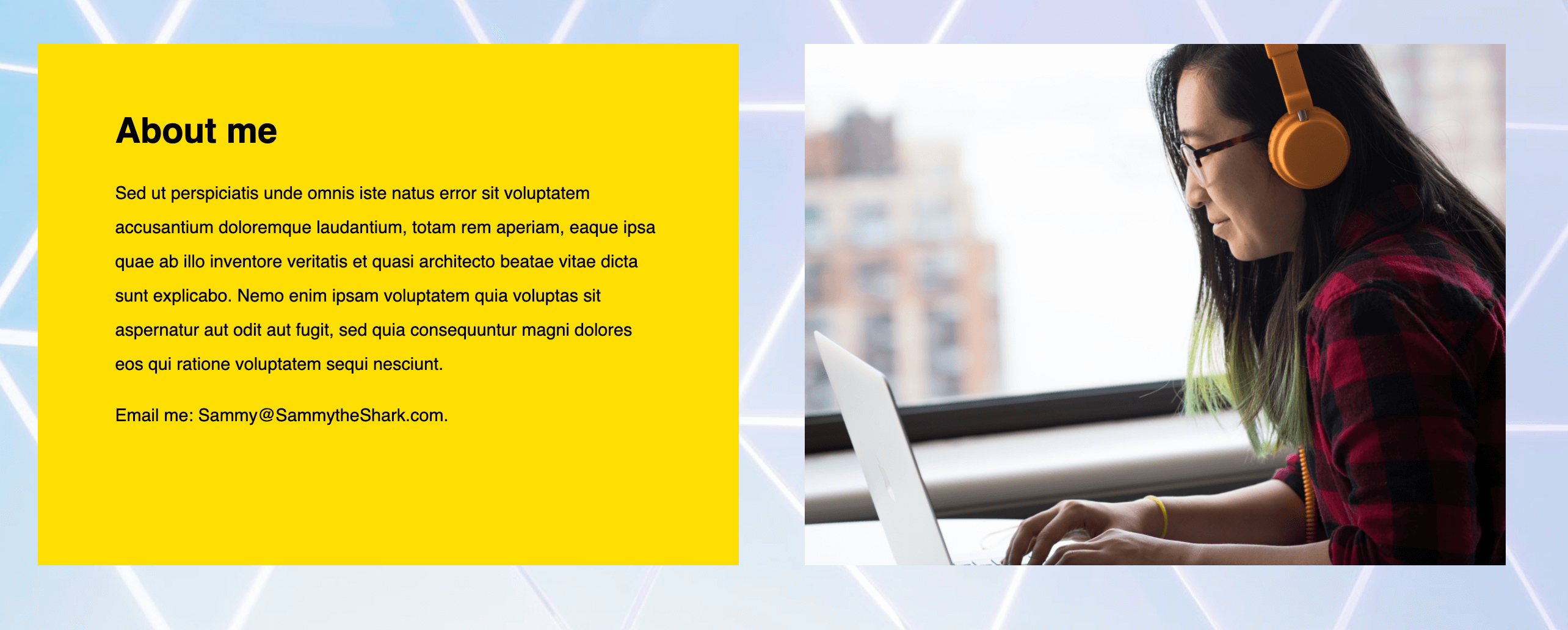 Screenshot of the second section of the website