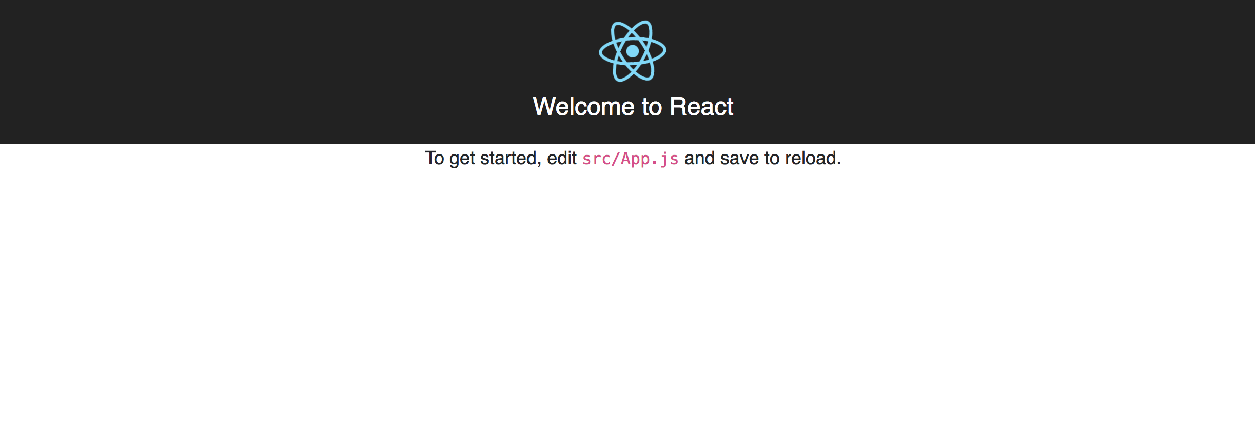 Initial View – Welcome to React Screen