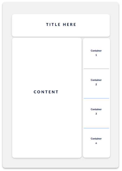 Diagram of the desired layout with a content section on the left and a sidebar section on the right with multiple items in the sidebar.