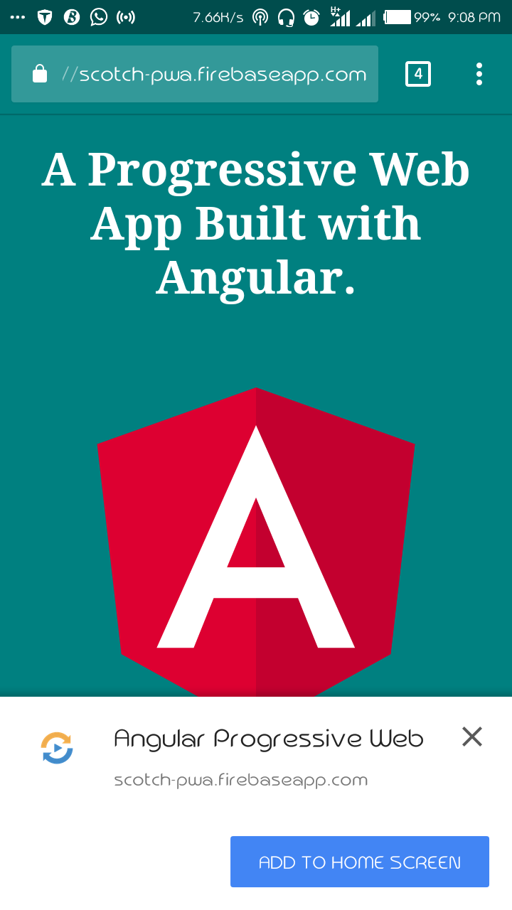 PWA open in Chrome mobile