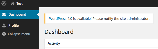WordPress update notification