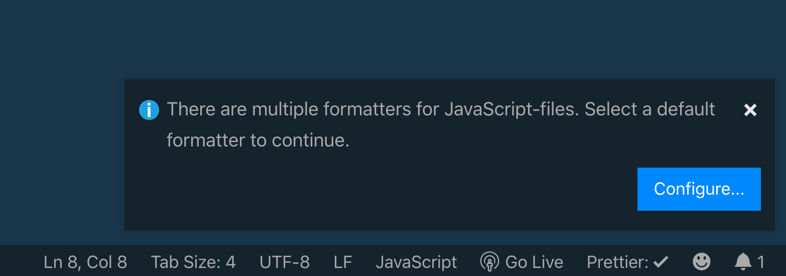 Prompt for selecting a default formatter