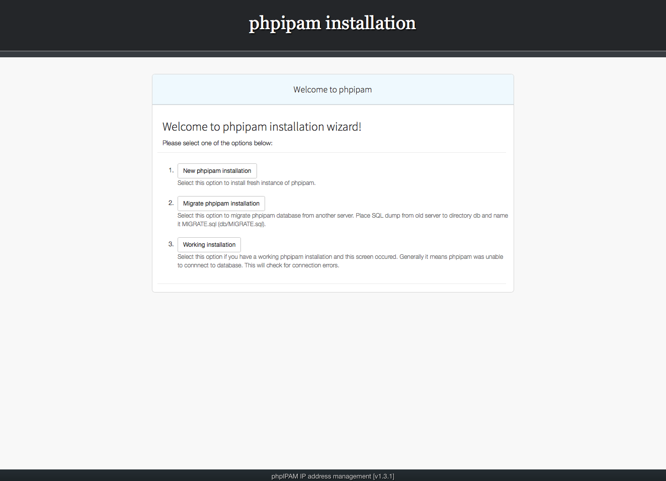 Installing phpIPAM, step 1