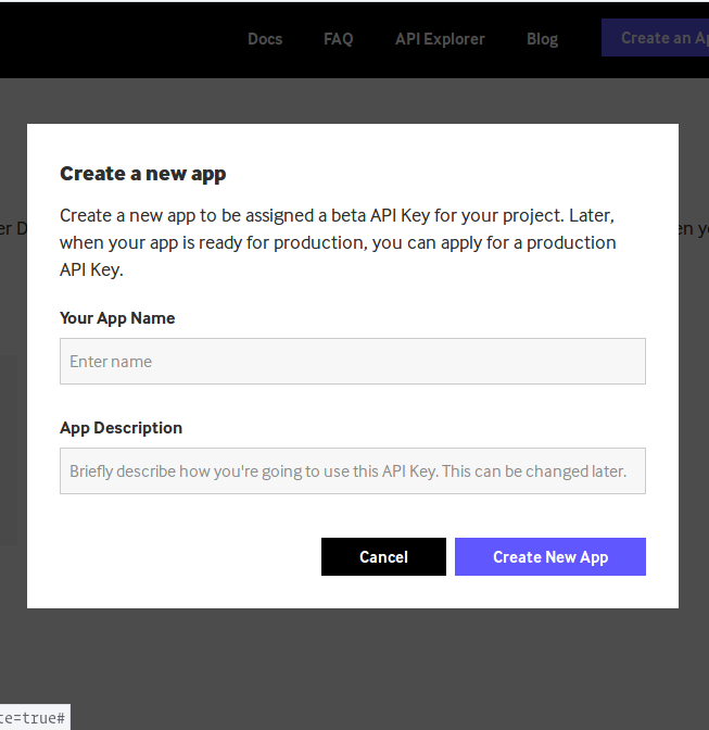 Screenshot of Giphy developer account dashboard